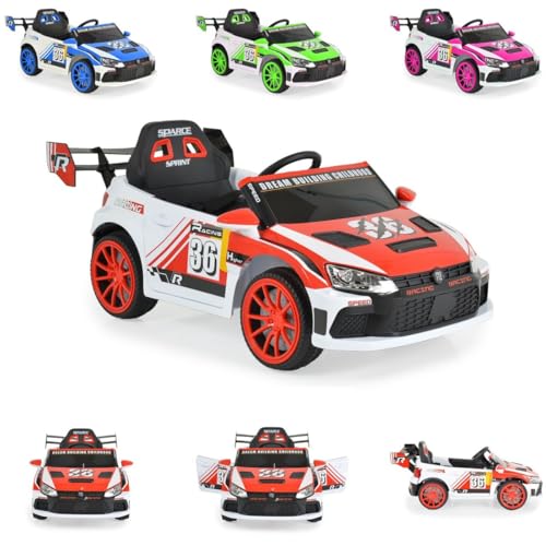 Moni Kinder Elektroauto Drift Fernbedienung 4 Motoren, Drift-Funktion, MP3, Gurt, Farben:rot von Moni