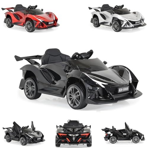 Moni Kinder Elektroauto Flash metallic 4 Motoren, MP3, Fernbedienung, Eva-Reifen, Farbe:schwarz von Moni