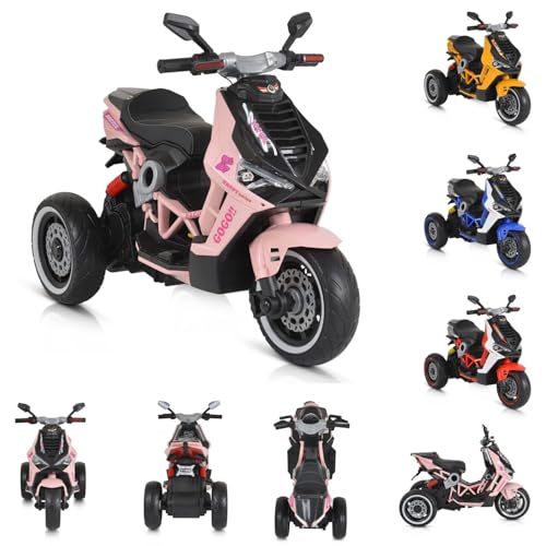 Moni Kinder Elektromotorrad Napoli Eva-Reifen, Musikfunktion, Rückwärtsgang, MP3, Farben:rosa von Moni