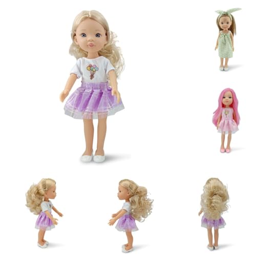 Moni Kinderpuppe 33 cm Pretty Doll Kleidung Haare Schuhe beweglich ab 3 Jahren, Farben:lila von Moni