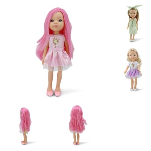 Moni Kinderpuppe 33 cm Pretty Doll Kleidung Haare Schuhe beweglich ab 3 Jahren, Farben:pink von Moni