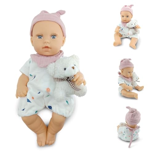 Moni Kinderpuppe Bear und Baby 30 cm Kuscheltier, Schnuller, beweglicher Körper, Farbe:rosa von Moni