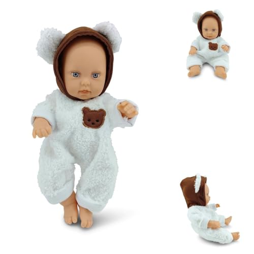 Moni Kinderpuppe Bear und Baby 30 cm Kuscheltier, Schnuller, beweglicher Körper, Farbe:weiß von Moni