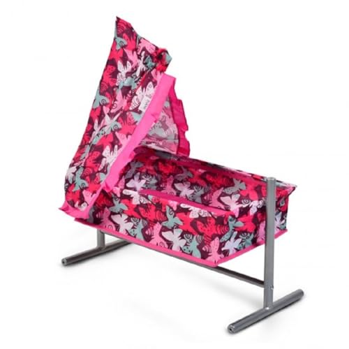 Moni Puppenbett, Puppenwiege Butterfly 9339, mit Himmel und Rüschchen 59x29,5x61cm von Moni