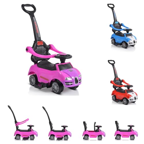 Moni Rutschauto 2 in 1 Rider 208, Rutscher mit Griff, Lehne, Bügel, Fußstütze, Farben:pink von Moni