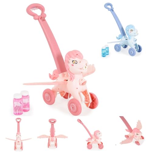 Moni Schiebespielzeug Pony Wings 40 cm hoch Seifenblasen bewegliche Flügel Musik, Farbe:rosa von Moni