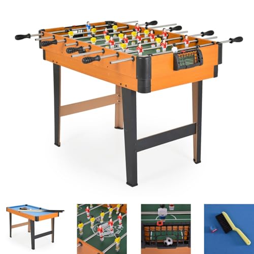 Moni Tischspiel 2 in 1 Fußball Billard Bälle, Kreide, Bürste, Holzqueues, Kicker, Farben:braun von Moni