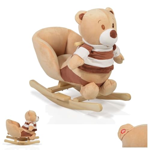 Plüsch Schaukeltier Bär braun WJ-635, Handgriffe aus Holz ab 12 Monate Plüsch Schaukeltier Bär braun WJ-635, Handgriffe aus Holz ab 12 Monate von Moni