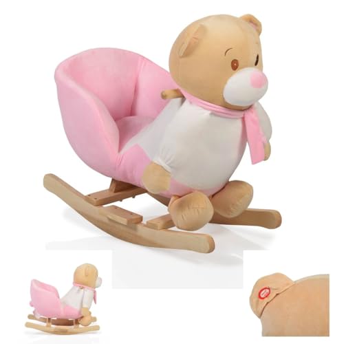 Plüsch Schaukeltier Bär rosa WJ-635 mit Handgriffe aus Holz ab 12 Monate Plüsch Schaukeltier Bär rosa WJ-635 mit Handgriffe aus Holz ab 12 Monate von Moni