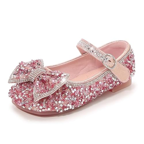 Monissy Mädchen Prinzessin Schuhe Kinder Cinderella Sandalen Partei Glitzer Kristall Schuhe Mädchen Kostüm Zubehör Karneval Verkleidung Party Aufführung Fasching Tanzball Groß 3-11 Jahre, Rosa, 26 von Monissy