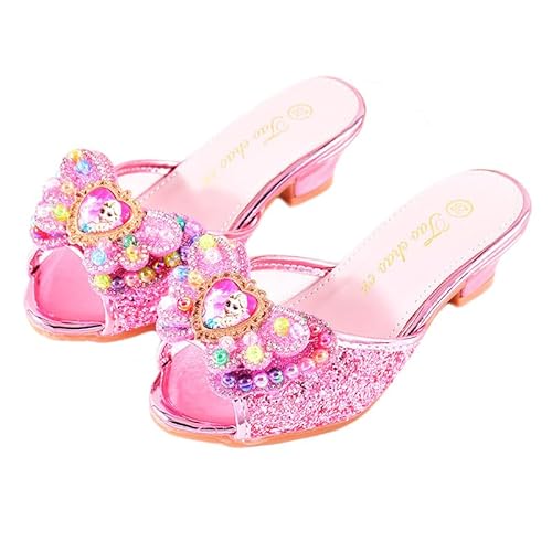 Monissy Prinzessin Sandalen für Kinder Mädchen ELSA Slipper mit Absatz Pantoffeln Casual mit Kristal Pailletten für Geschenk Geburtstagsfeiern Halloween Verkleidung Karneval Weihnachten, Rosa, 27 von Monissy