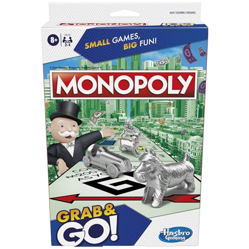 Hasbro Gaming Monopoly Grab and Go, tragbares Strategie-Brettspiel für Kinder ab 8 Jahren, für 2-4 Spieler, Familien- und Partyspiele Hasbro Gaming Monopoly Grab and Go, tragbares Strategie-Brettspiel für Kinder ab 8 Jahren, für 2-4 Spieler, Familien- und Partyspiele von Monopoly