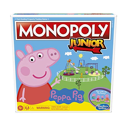 Hasbro Gaming Monopoly Junior: Peppa Pig Edition, Brettspiel für 2–4 Spieler, Indoor-Spiele für Kinder, Peppa Wutz-Spielzeug und Spiele, ab 5 Jahren von Monopoly