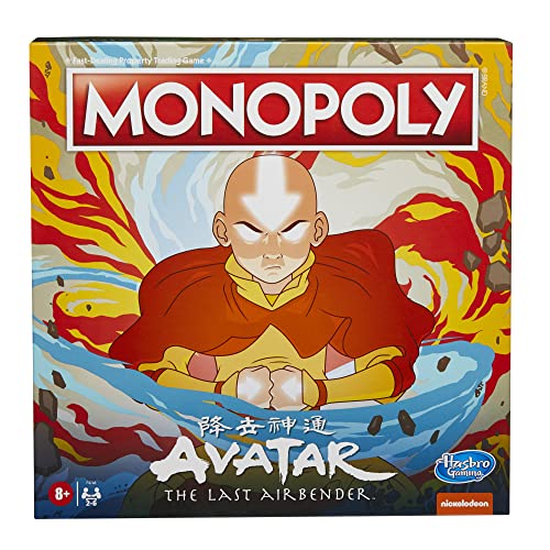 Hasbro Gaming Monopoly: Avatar: Nickelodeon The Last Airbender Edition Brettspiel für Kinder ab 8 Jahren, Spiel als Mitglied des Team Avatar (Amazon Exclusive) von Monopoly