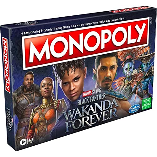 Monopoly: Marvel Studios' Black Panther: Wakanda Forever Edition Brettspiel für Familien und Kinder ab 8 Jahren, Spiel für 2-6 Spieler von Monopoly