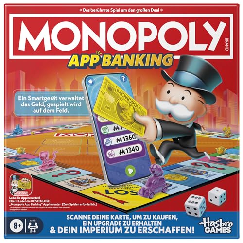 Monopoly App Banking Brettspiel - Deutsche Fassung, Moderne Version des Klassikers, elektronisches Spiel für die ganze Familie und Kinder ab 8 Jahren, für 2 bis 6 Spieler Monopoly App Banking Brettspiel - Deutsche Fassung, Moderne Version des Klassikers, elektronisches Spiel für die ganze Familie und Kinder ab 8 Jahren, für 2 bis 6 Spieler von Monopoly