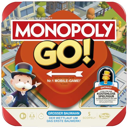 Monopoly GO! Brettspiel - Deutsche Version, Spiel zur beliebten Online-Version, schnelles Strategiespiel für die ganze Familie, lustige für 2 bis 4 Spieler von Hasbro