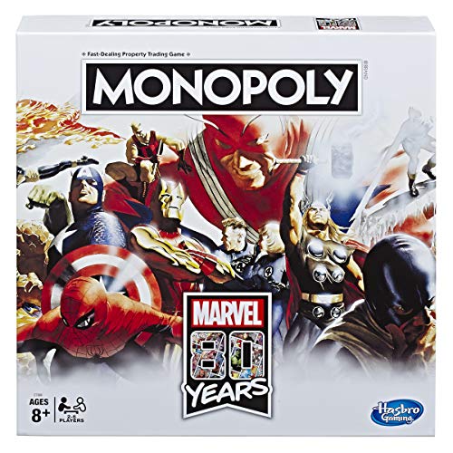 Monopoly E7866101 Marvel Other Gesellschaftsspiel, 80 Jahre Comics – Brettspiel – französische Version, Mehrfarbig, L von Monopoly