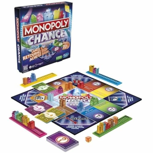 Monopoly Glück, schnelles Monopoly Brettspiel für die Familie, für 2 bis 4 Spieler, ca. 20 Min. (Französische Version) von Monopoly