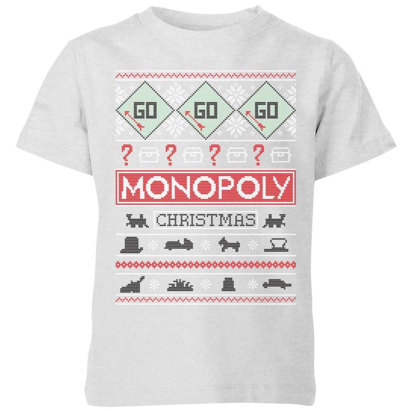 Monopoly Kids' Christmas T-Shirt - Grey - 7-8 Jahre von Original Hero