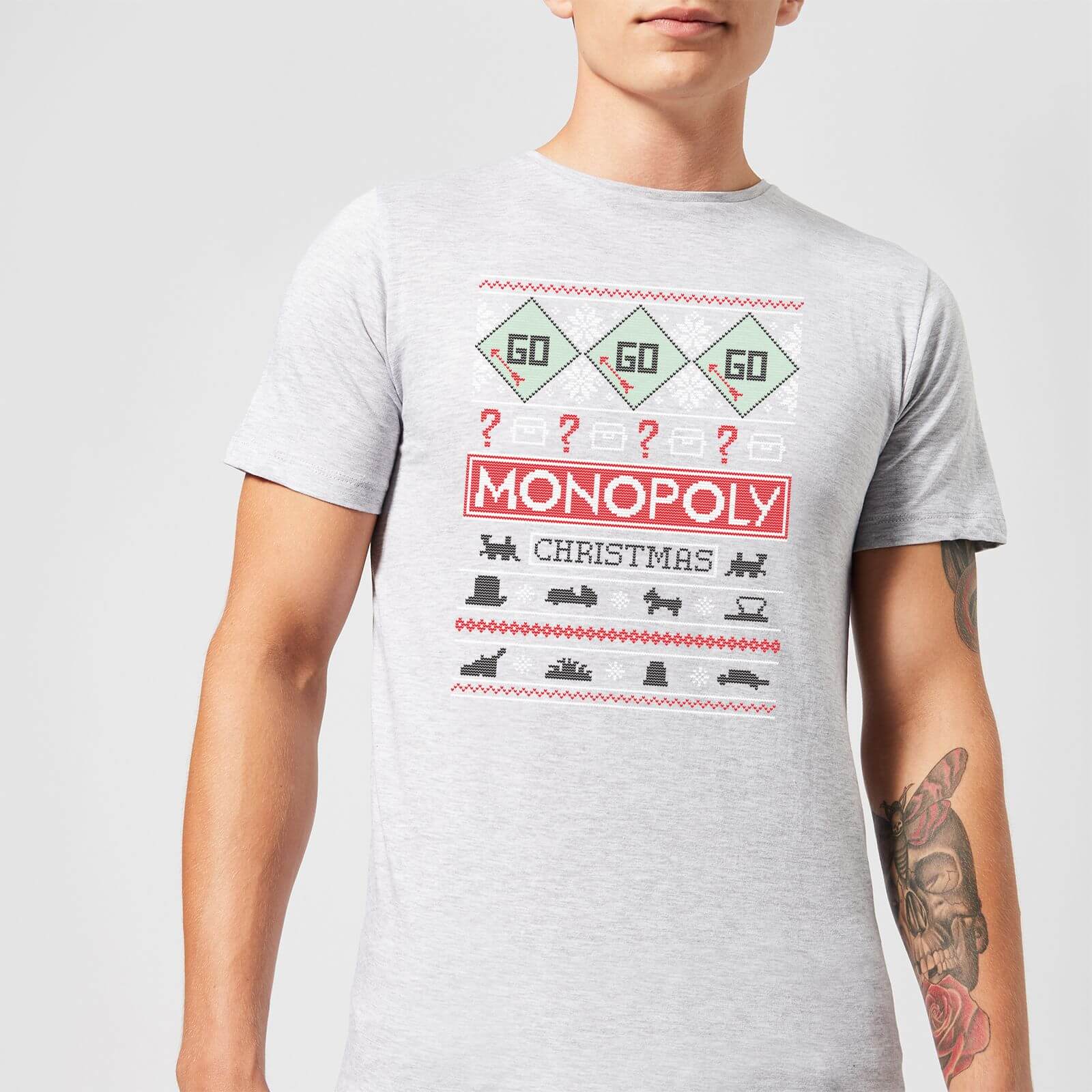 Monopoly Men's Christmas T-Shirt - Grey - M von Original Hero