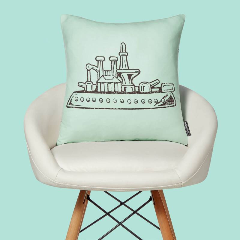 Monopoly Ship Letterpress Square Cushion - 60x60cm - Soft Touch von Original Hero