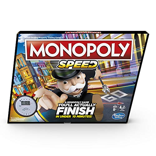 Monopoly Speed Brettspiel, Monopoly in unter 10 Minuten, schnell spielendes Monopoly Brettspiel ab 8 Jahren, Spiel für 2-4 Spieler von Monopoly