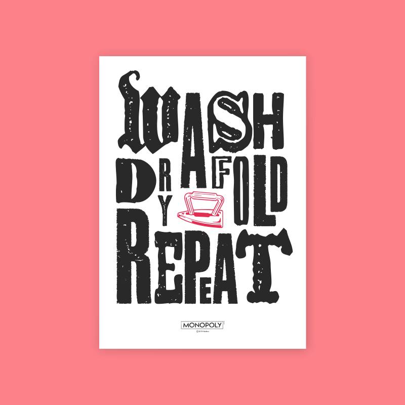 Monopoly Wash Dry Fold Repeat Art Print - A4 von Original Hero