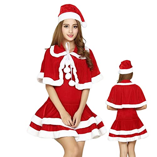 Monozoz 1 Set Weihnachtskleid für Damen, Weihnachtsmann-Kostüm, Weihnachtsmann-Kostüm, Damen-Weihnachtsanzug, ausgefallenes Cosplay-Kostüm für Weihnachtsfeier von Monozoz