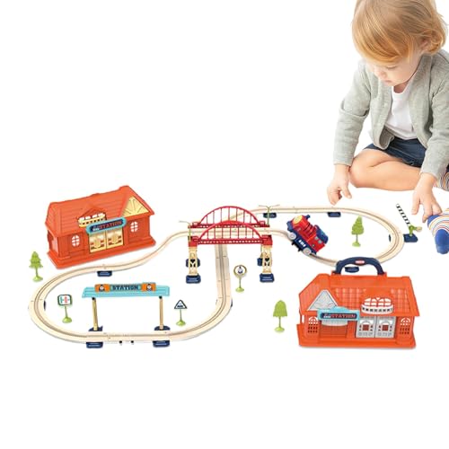 Monozoz Eisenbahngleis-Bauset, Spielzeugauto-Gleisset,Urban Rail Transit Scene Montagezugspielzeug | Realistisches U-Bahn-, Straßenbahn- und Lokomotiven-Spielspielzeug für die Feinmotorik von Monozoz