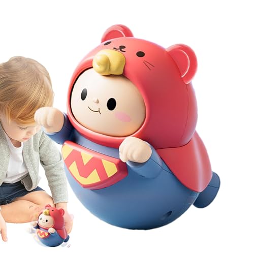 Monozoz Poly Toy,Schwein Wobbler Spielzeug | Wobbler Rasselschwein Poly mit Glöckchengeräuschen,Sensorische Fidget-Puppe, niedliches, beruhigendes Rasselspielzeug für Kinder im von 0–3 Jahren, von Monozoz