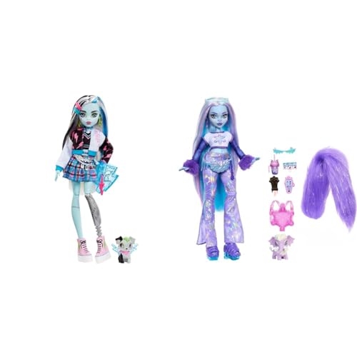 Monster High Abbey Bominable Yeti mit Mammut-Haustier und Accessoires & Frankie Puppe - Elektrisierende Mode, Voltageous College-Jacke von Monster High