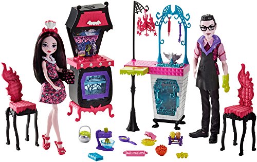 Monster High FCV75 Familie Vampire Küche Spielset mit Puppe (2 Stück) von Monster High