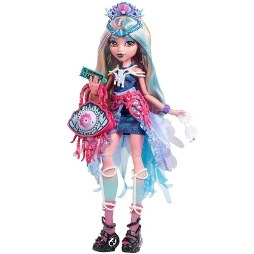 Monster High Lagoona Blue Puppe mit glamourösem Festival-Outfit und Festival-Zubehör wie Snacks, Bandposter, Statement-Tasche und mehr, HXH82 von Monster High