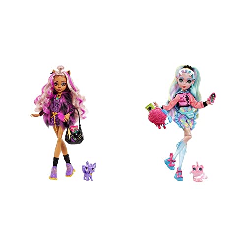 Monster High MATTEL Clawdeen - Puppe mit Animal-Print-Pullover und schaurig-schönem Longsleeve-Top & Lagoona Blue Puppe - Pink Hoodie von Mattel Games