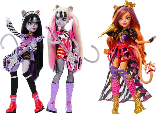 Monster High Mattel Dolls, die Hissfits Band Dreierpack mit Toralei Stripe, Meowlody und Purrsephone von Monster High