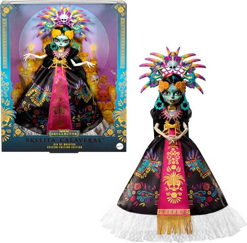 Monster High Puppe, Skelita Calaveras Día de Muertos 2025 Sammelfigur, Robe im Aztekenstil mit bunten Accessoires wie Kopfschmuck und Halskette, JDR63 Monster High Puppe, Skelita Calaveras Día de Muertos 2025 Sammelfigur, Robe im Aztekenstil mit bunten Accessoires wie Kopfschmuck und Halskette, JDR63 von Monster High