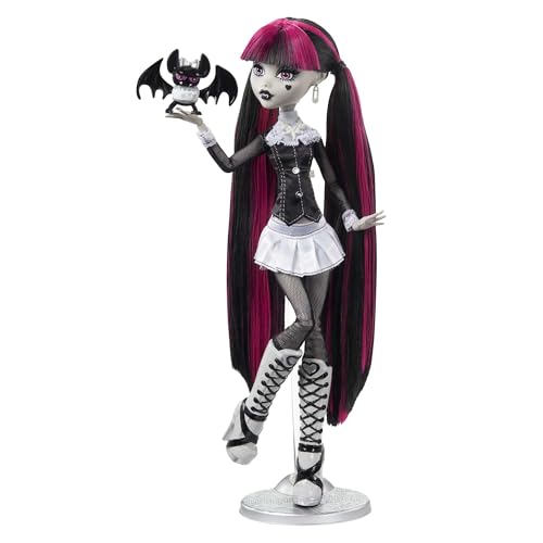 Monster High-Puppe Draculaura in Schwarzweiß, Reel-Drama-Sammlerpuppe, Poster in Puppengröße und Lebensgröße, Horrorfilm-Design, Spielzeug und Geschenke, HKN27 Monster High-Puppe Draculaura in Schwarzweiß, Reel-Drama-Sammlerpuppe, Poster in Puppengröße und Lebensgröße, Horrorfilm-Design, Spielzeug und Geschenke, HKN27 von Monster High
