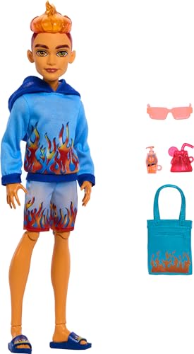 Monster High Scare-adise Island Heath Burns Puppe mit Flamme Hoodie, Badehose & Strandzubehör wie Sonnenbrille von Monster High