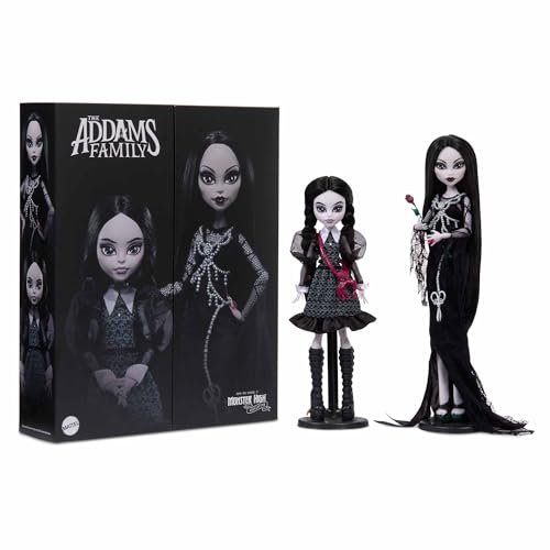 Monster High Skullector Addams Family Doll Two-Pack Morticia & Wednesday, voll bewegliche Sammelpuppen mit Echtheitszertifikat von Monster High