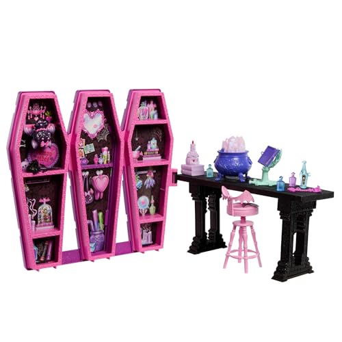 Monster-High-Spielzeug und Accessoires, Secret Potion Room Draculaura-Spielset mit niedlicher Fledermaus Count Fabulous, mehr als 12 Teilen und überraschenden Verwandlungen, JBF15 von Monster High