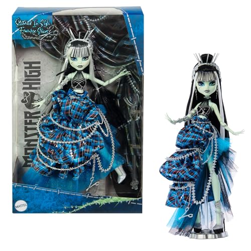 Monster High Stitched in Style Frankie Stein - Ghul-Puppe im detailgetreuem Look, sichtbaren Nähten und Rüschenrock und Patchwork-Stilettos, Fans und Sammler, HRL66 von Monster High