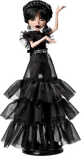 Monster High Wednesday Puppe, Rave’N Wednesday Sammelfigur in schwarzem Gothic-Kleid, inspiriert von der Tanzszene, Premium-Accessoires und Puppenständer, HXJ03 von Monster High