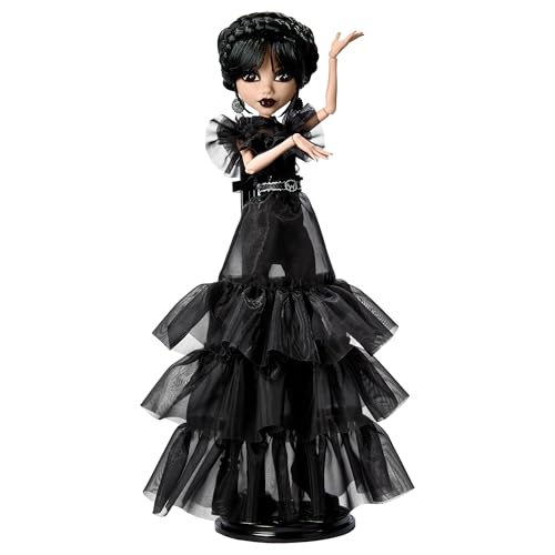 Monster High Wednesday Puppe, Rave’N Wednesday Sammelfigur in schwarzem Gothic-Kleid, inspiriert von der Tanzszene, Premium-Accessoires und Puppenständer, HXJ03 von Monster High