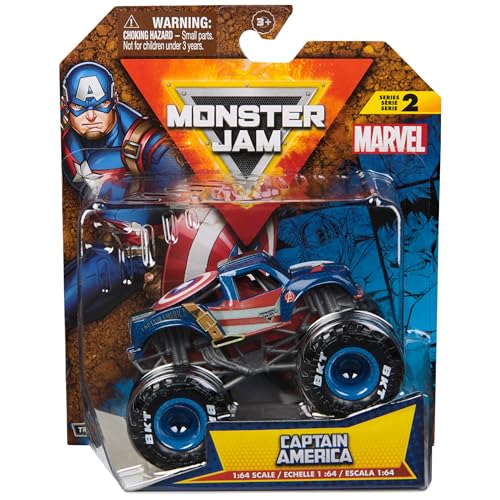 Monster Jam, Marvel Official Captain America Monster Truck, Die-Cast Vehicle, 1:64 Scale, Super Hero Kids Toys for Boys Ages 3 and up von Monster Jam