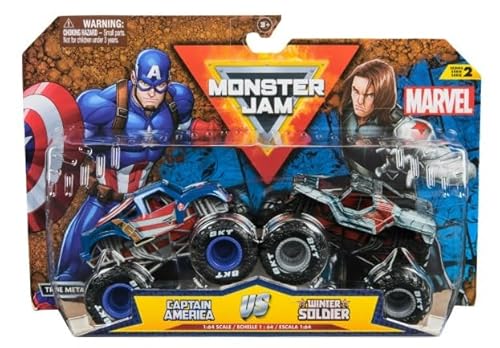 Monster Jam, Marvel Official Captain America vs Winter Soldier Die-Cast Monster Trucks, Maßstab 1:64, Kinderspielzeug für Jungen und Mädchen ab 3 Jahren von Monster Jam