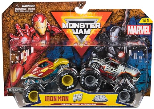 Monster Jam - Zweier-Pack Original Monster Trucks im Marvel Superhelden-Design, zum Spielen und Sammeln, Maßstab 1:64, ab 3 Jahren (Sortierung mit verschiedenen Truck-Paarungen, Zufallsauswahl) von Monster Jam