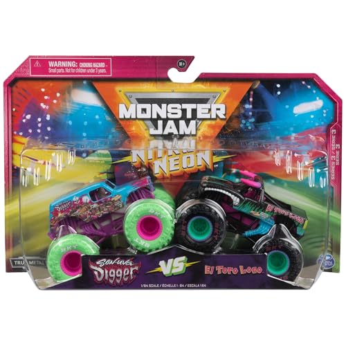 Monster Jam, Offizielle Nitro Neon, Son-uva Digger Vs. El Toro Loco, Maßstab 1:64, Druckguss, Monstertrucks, Kinderspielzeug für Jungen ab 3 Jahren von Monster Jam