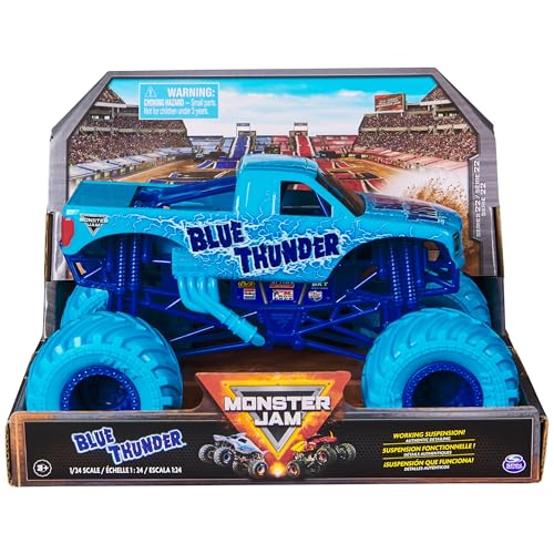 Monster Jam, Offizieller Blue Thunder Monster Truck, Sammler-Druckguss-Fahrzeug, Maßstab 1:24, Kinderspielzeug für Jungen und Mädchen ab 3 Jahren von Monster Jam