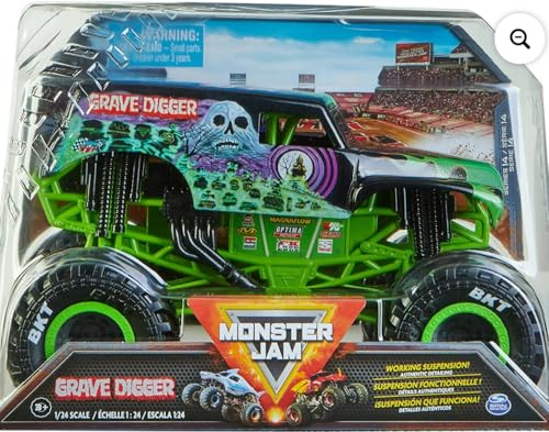 Monster Jam, Offizieller Grave Digger Monster Truck, Sammler-Druckguss-Fahrzeug, Maßstab 1:24, Kinderspielzeug für Jungen und Mädchen ab 3 Jahren von Monster Jam